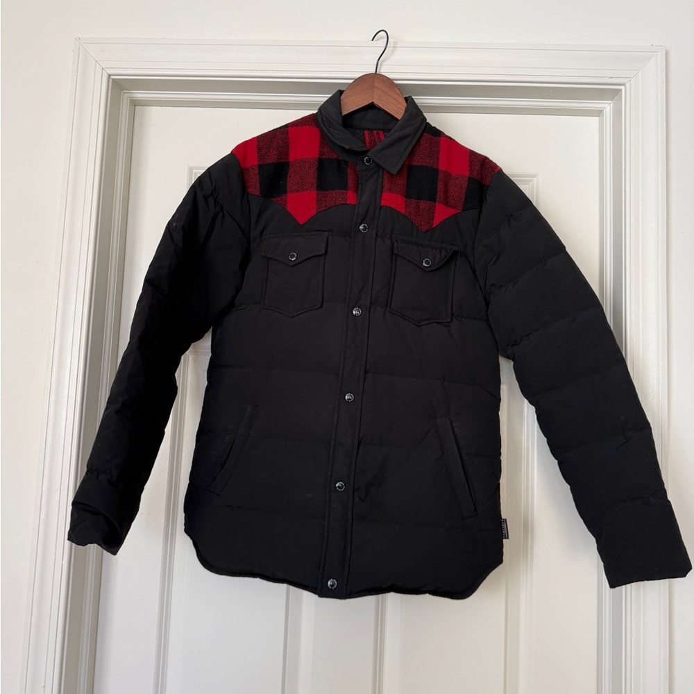 Penfield Rockford Down western Black Puffer Jacket with Red Plaid XS